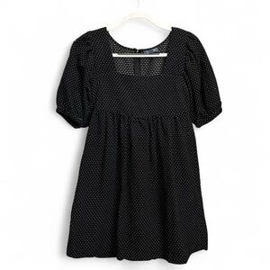 ModCloth Black and White Polka Dot Puff Sleeve Dress